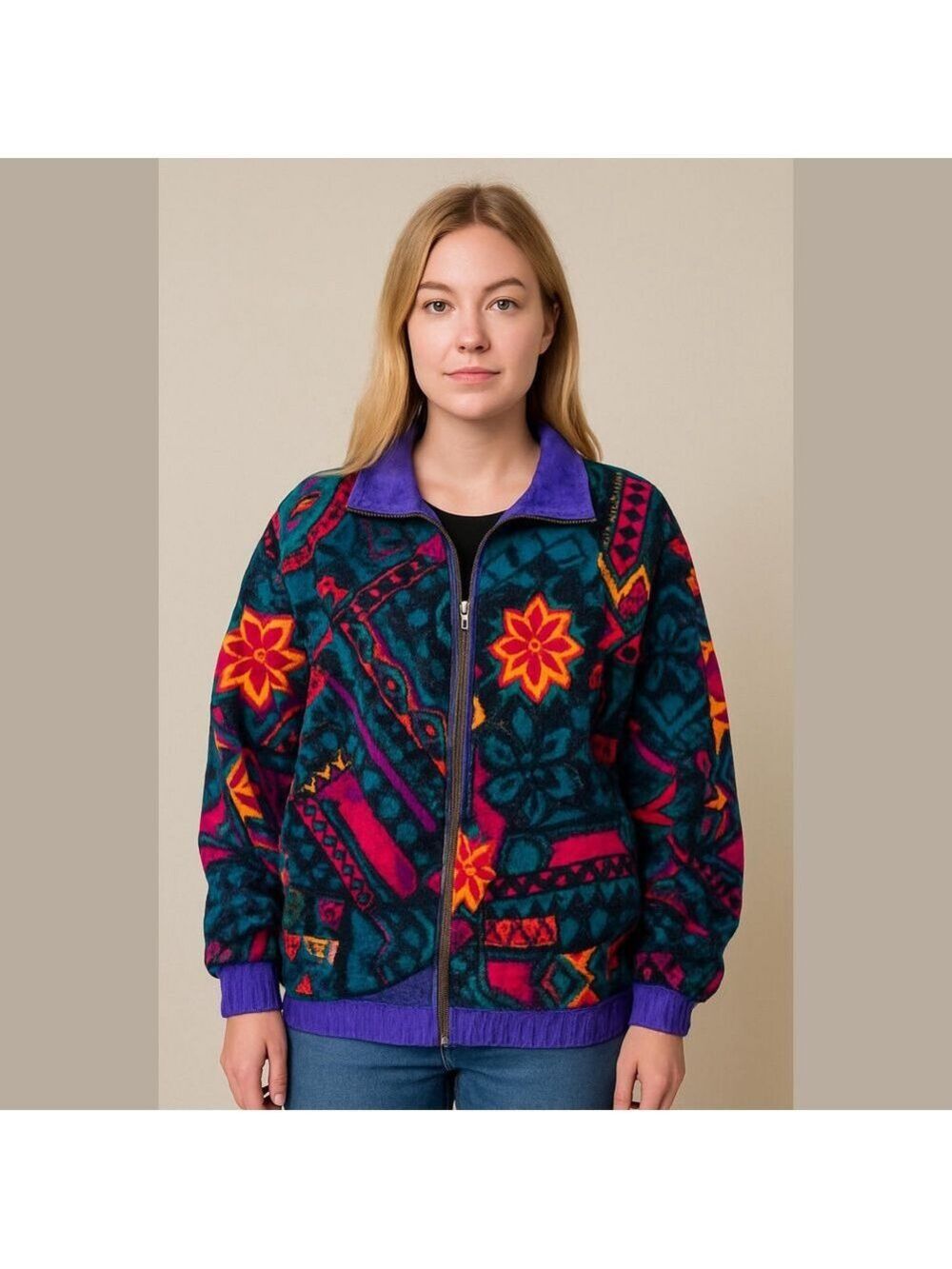 Vintage Reversible Abstract Nylon 90s Bomber Jacket
